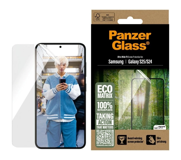 Szkło hartowane PANZERGLASS Eco Matrix Ultra-Wide Fit do Samsung Galaxy S25