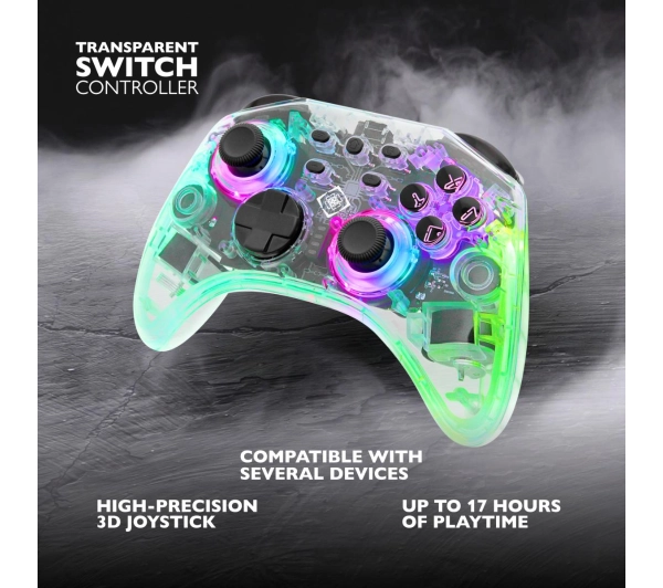 Deltaco GAM-149-T do Nintendo Switch, PC Bezprzewodowy Transparent