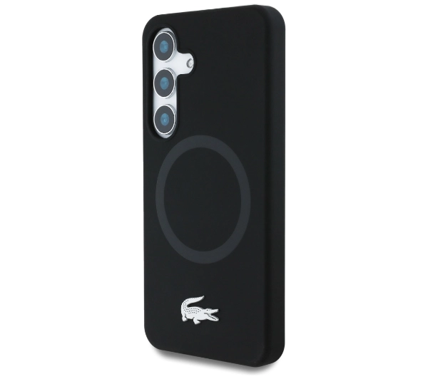 Lacoste Silicone Microfiber W/ Silver Croc Logo MagSafe do Galaxy S25 Czarny