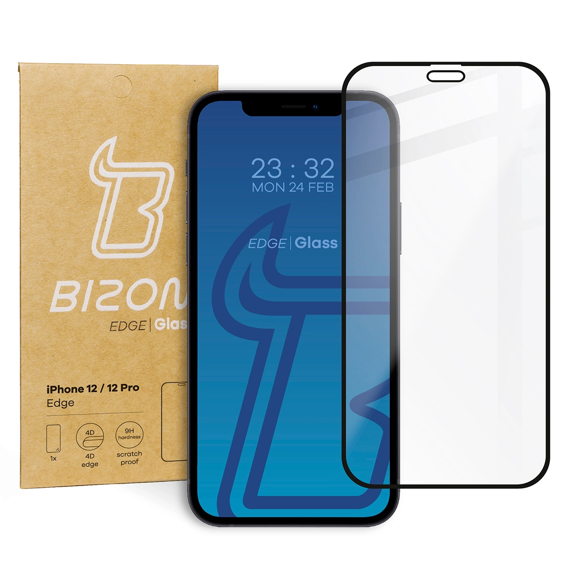 Szkło hartowane Bizon pełne Edge do iPhone 12/12 Pro