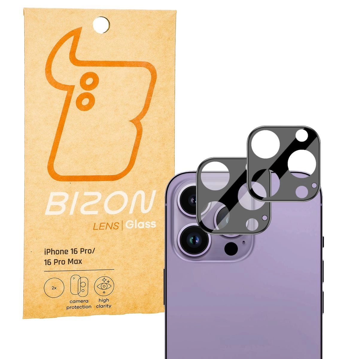 Szkło ochronne Bizon na aparat Lens do iPhone 16 Pro/16 Pro Max 2 sztuki