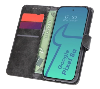Etui Bizon z klapką Pocket do Google Pixel 8a Czarny