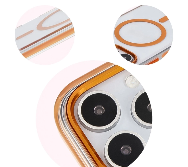 Bizon Marco z MagSafe do iPhone 16 Pro Max Przezroczyste z pomarańczową ramką