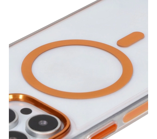 Bizon Marco z MagSafe do iPhone 16 Pro Max Przezroczyste z pomarańczową ramką