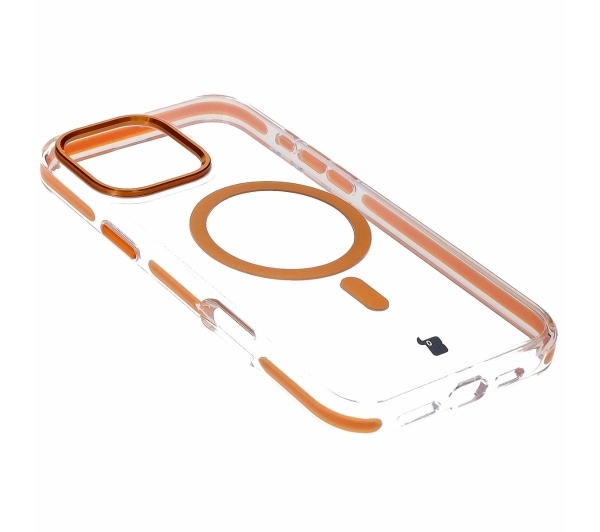 Bizon Marco z MagSafe do iPhone 16 Pro Max Przezroczyste z pomarańczową ramką