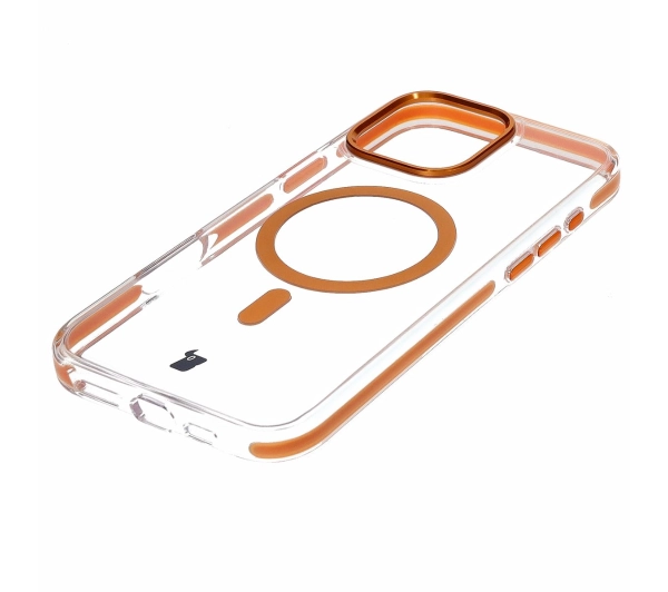 Bizon Marco z MagSafe do iPhone 16 Pro Max Przezroczyste z pomarańczową ramką