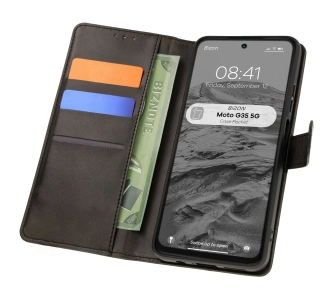Etui Bizon z klapką Pocket do Motorola Moto G35 5G Czarny