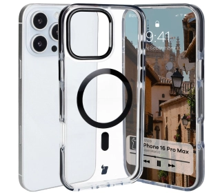 Bizon Marco z MagSafe do iPhone 16 Pro Max Przezroczyste z czarną ramką