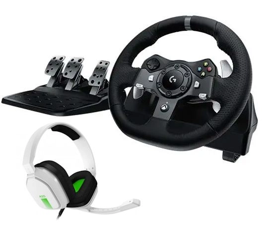Kierownica Logitech G920 z pedałami do Xbox Series X/S, Xbox One, PC Force Feedback + słuchawki Astro A10 Biały