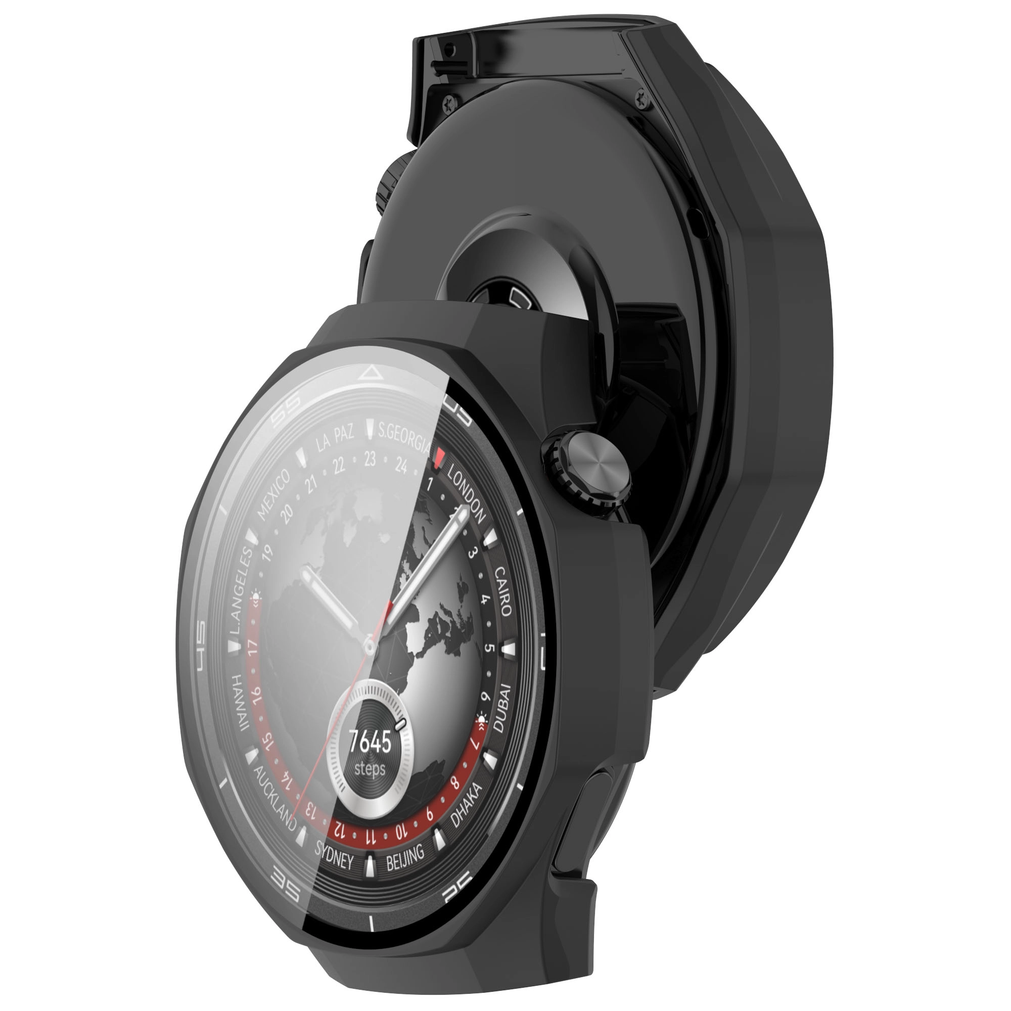 Nakładka na tarczę Bizon ze szkłem do Huawei Watch GT5 Pro 46mm Matowy czarny