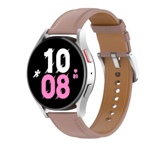 Pasek Bizon skórzany Casual 20mm do Galaxy Watch FE/7/6/6 Classic/5/5Pro/4/4 Classic Różowy