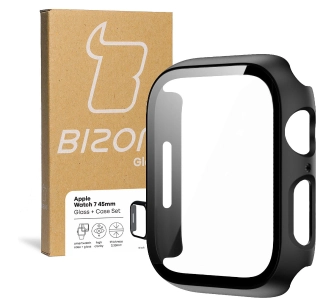 Nakładka na tarczę Bizon ze szkłem do Apple Watch 9/8/7 45mm Czarny