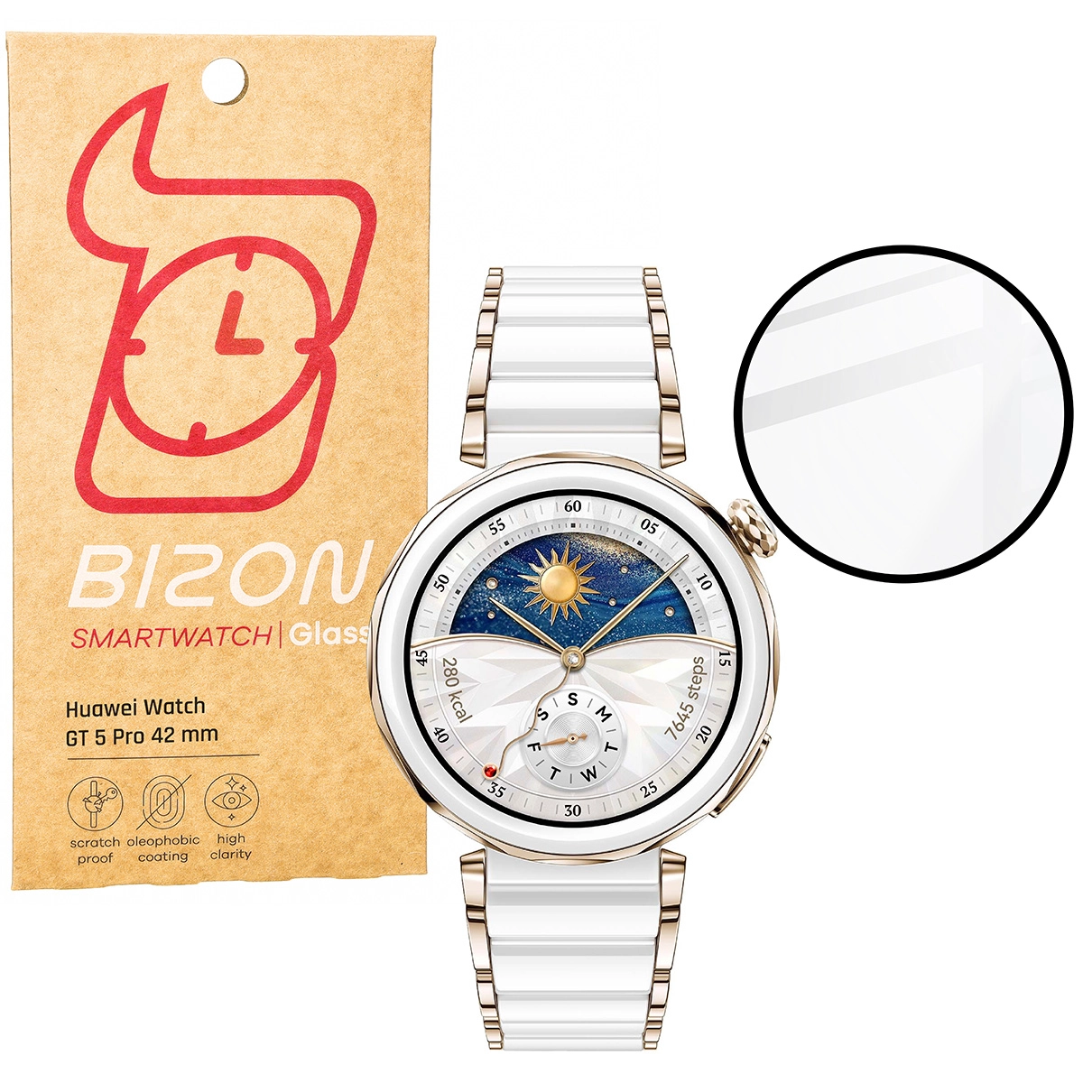 Szkło hybrydowe Bizon Edge Hybrid do Huawei Watch GT 5 Pro 42mm