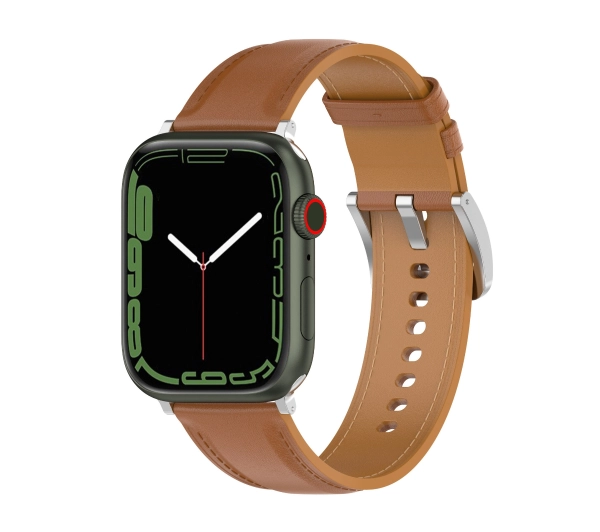 Bizon skórzany Casual do Apple Watch 44/45/46/49mm Jasno-brązowy