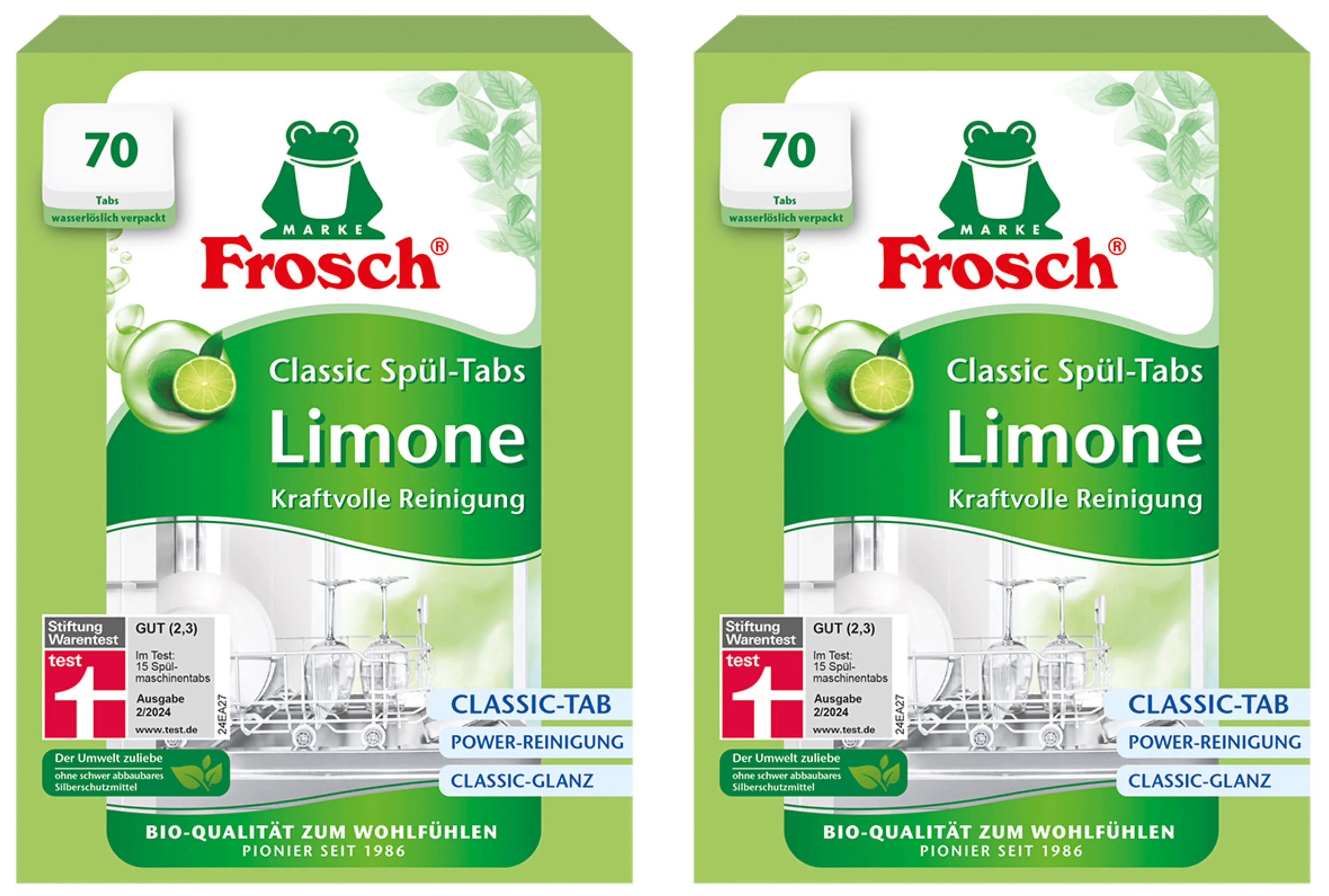 Tabletki do zmywarki Frosch Classic limonkowe zestaw 2 x 70szt.