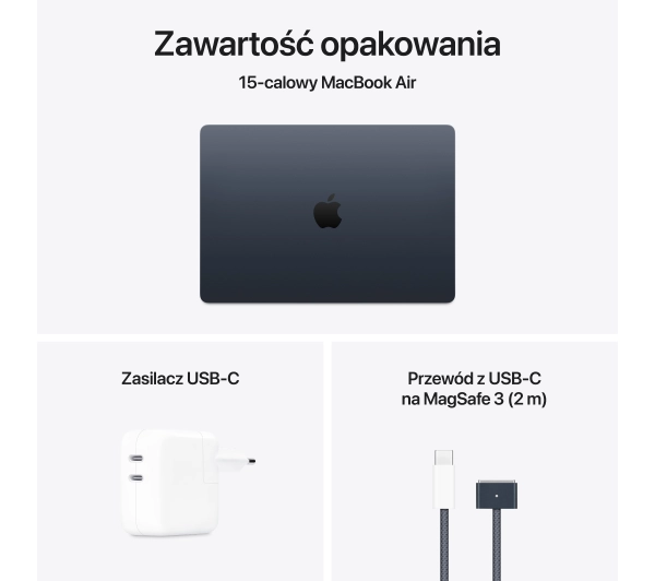 Apple MacBook Air 2025 15,3" M4 16GB RAM 256GB Dysk macOS Północ Funkcje AI - Kup na Raty - RRSO 0%