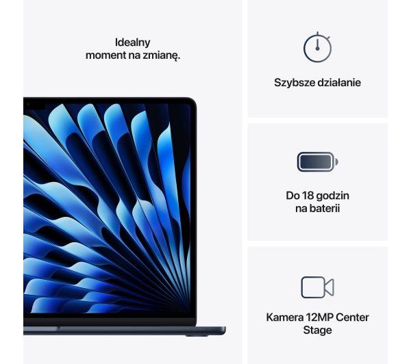 Apple MacBook Air 2025 15,3" M4 16GB RAM 256GB Dysk macOS Północ Funkcje AI - Kup na Raty - RRSO 0%