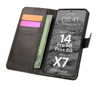 Bizon z klapką Pocket do Xiaomi Redmi Note 14 5G/Poco M7 Pro 5G Czarny