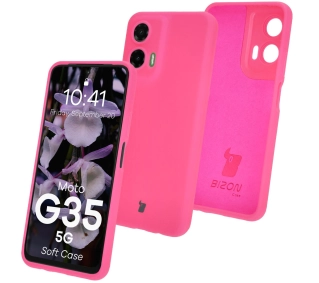 Bizon Silikonowe Soft do Motorola Moto G35 5G Neonowo-różowy
