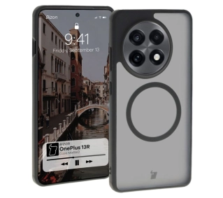 Bizon MatteO z MagSafe do OnePlus 13R Półprzezroczyste z czarną ramką