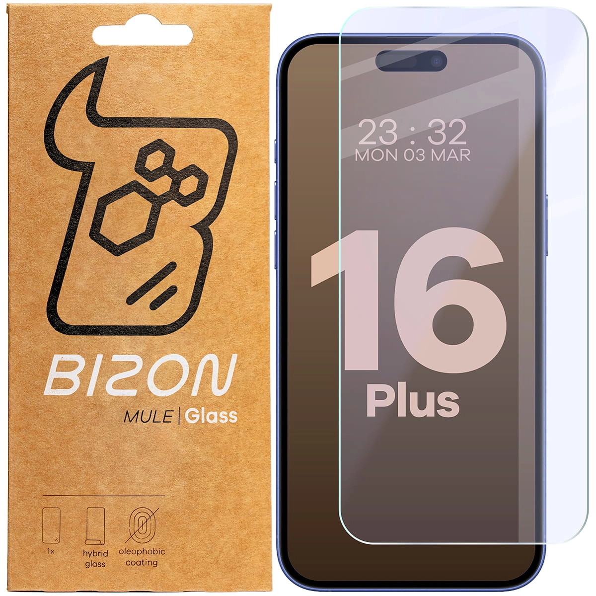 Szkło hybrydowe Bizon elastyczne Mule do iPhone 16 Plus
