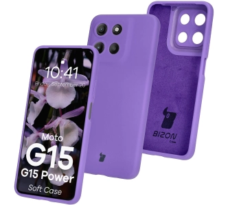 Etui Bizon Silikonowe Soft do Motorola Moto G15/G15 Power Fioletowy