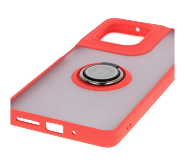 Bizon z uchwytem na palec Hybrid Ring do Motorola Moto G75 5G Przydymione z czerwoną ramką
