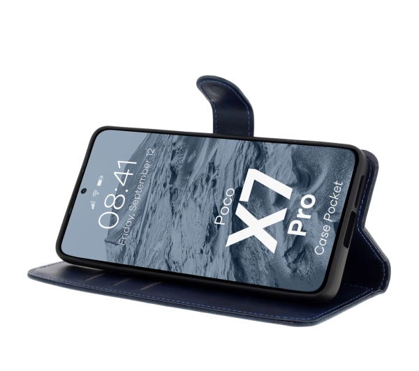 Bizon z klapką Pocket do Xiaomi Poco X7 Pro Granatowy