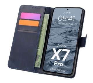 Bizon z klapką Pocket do Xiaomi Poco X7 Pro Granatowy