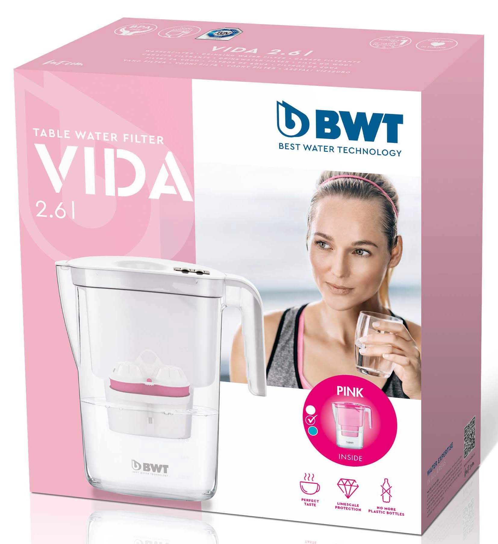 Dzbanek filtrujący BWT Vida 2,6l 1 wkład Różowy