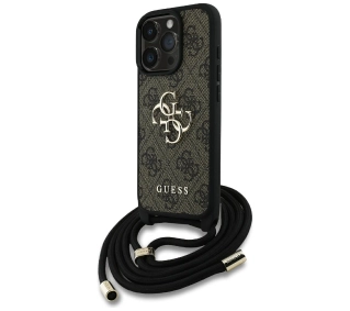 Guess 4G Big Logo Cord Stap Crossbody do iPhone 16 Pro Brązowy