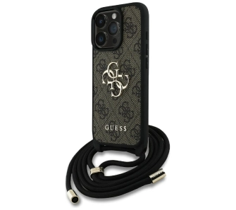 Etui Guess 4G Big Logo Cord Stap Crossbody do iPhone 16 Pro Brązowy