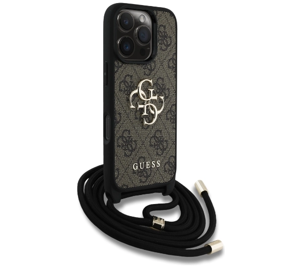 Guess 4G Big Logo Cord Stap Crossbody do iPhone 16 Pro Brązowy