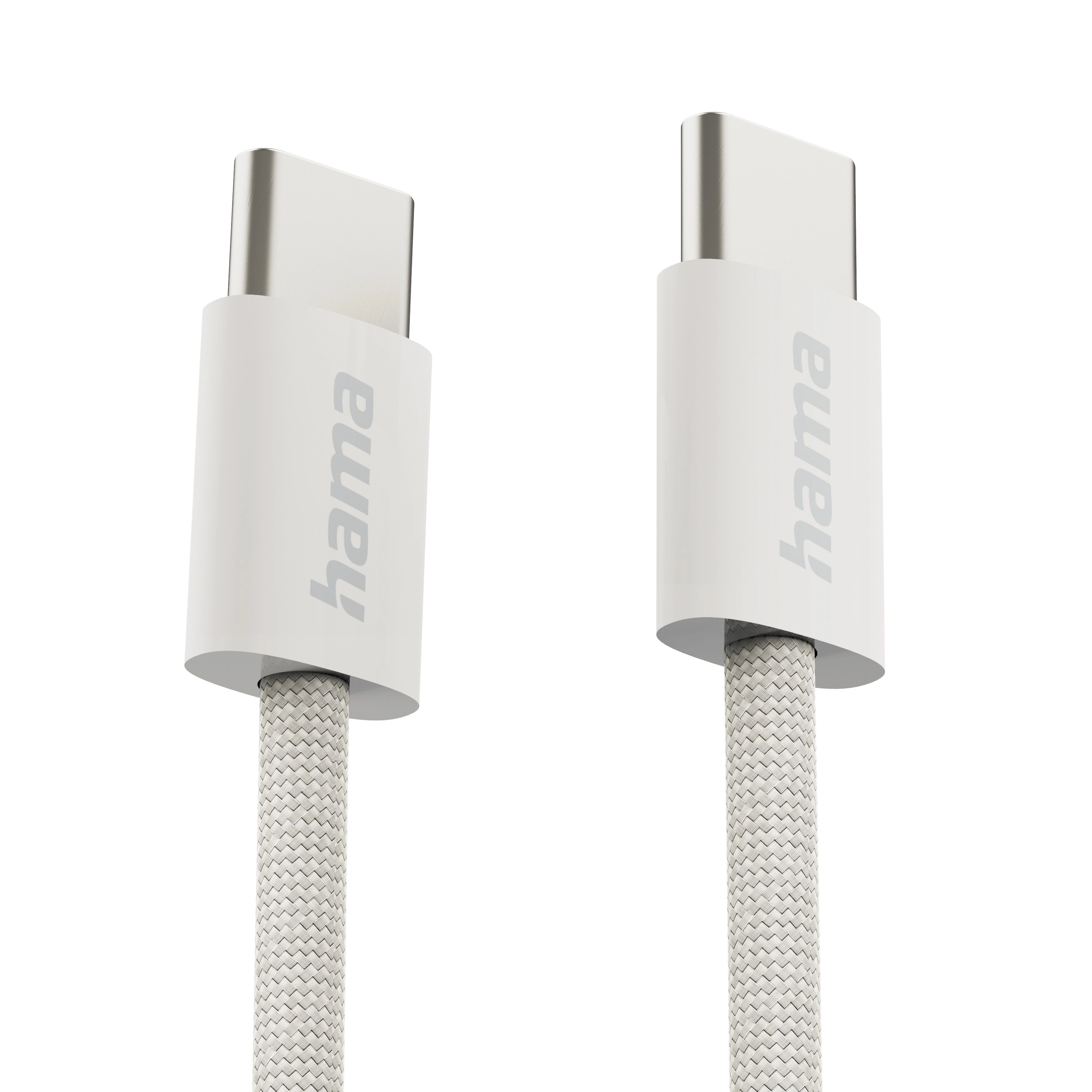 Kabel Hama Fabric USB-C do USB-C 1m Beżowy