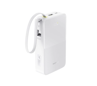 Baseus EnerFill FC51 Bipow2 Pro 20000mAh 22.5W Cyfrowy wyświetlacz, Wbudowany kabel USB-C Biały - ⚡ BESTSELLERY ⚡