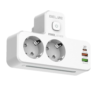 Beline BLNPH01 LED 2xUSB-A,1x USB-C, 2xAC Biały
