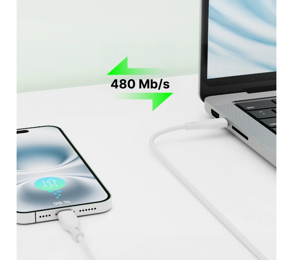 QUALO USB-C do USB-C 1,5m 3A Biały