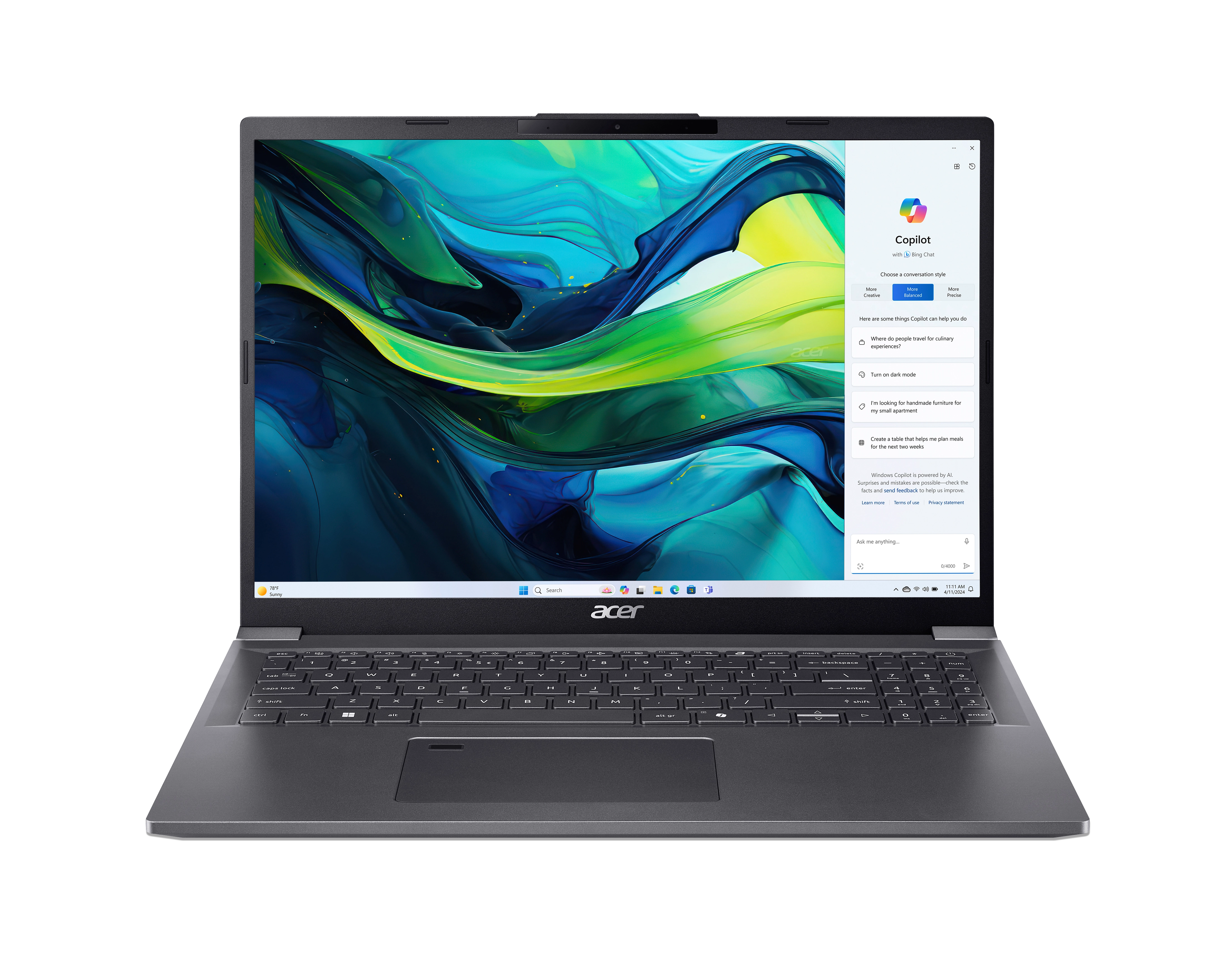 Laptop Acer Aspire 16 A16-71M-56FP OLED 16" Ultra 5 115U 16GB RAM 512GB Dysk SSD Win11 Szary
