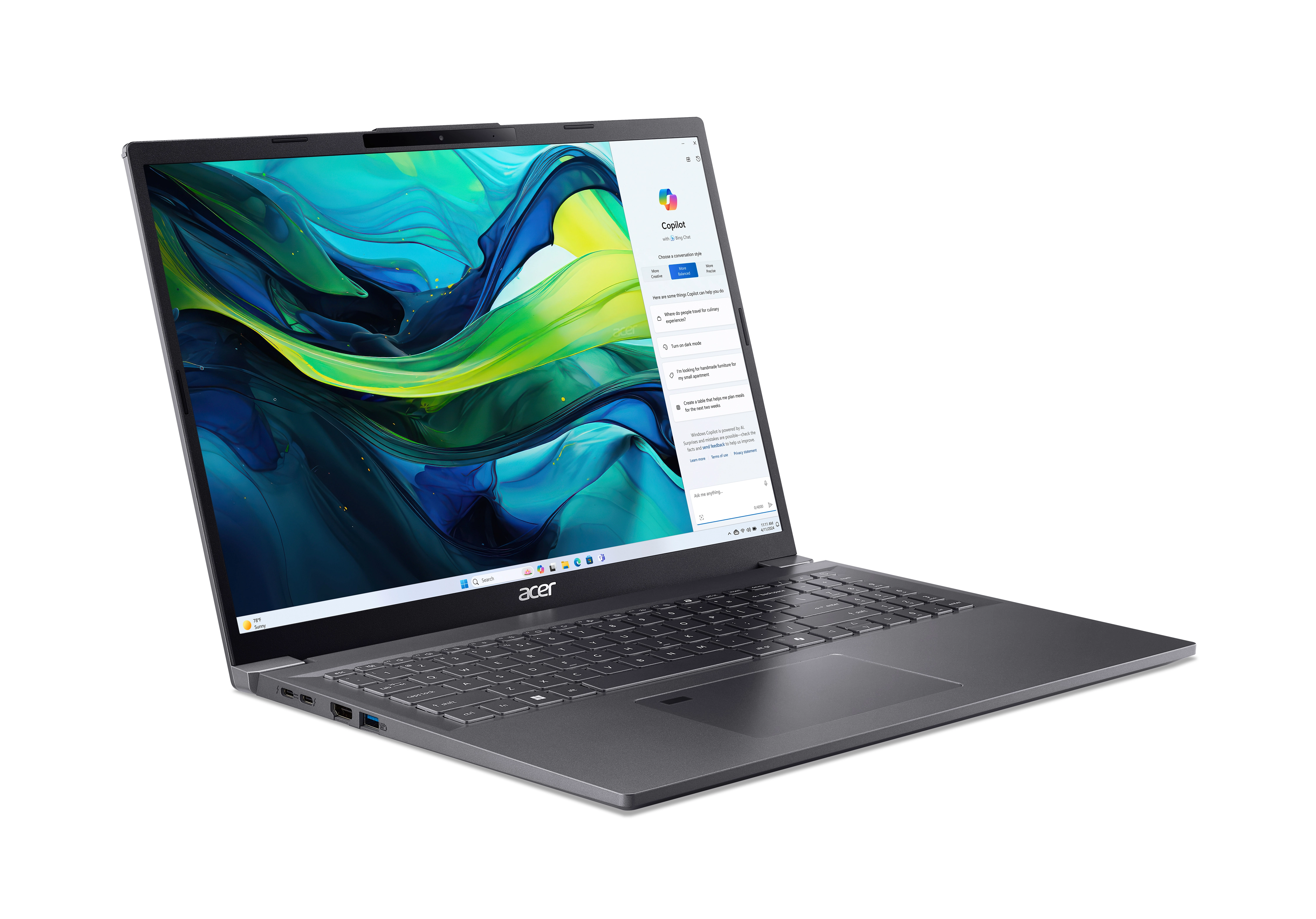 Laptop Acer Aspire 16 A16-71M-56FP OLED 16" Ultra 5 115U 16GB RAM 512GB Dysk SSD Win11 Szary