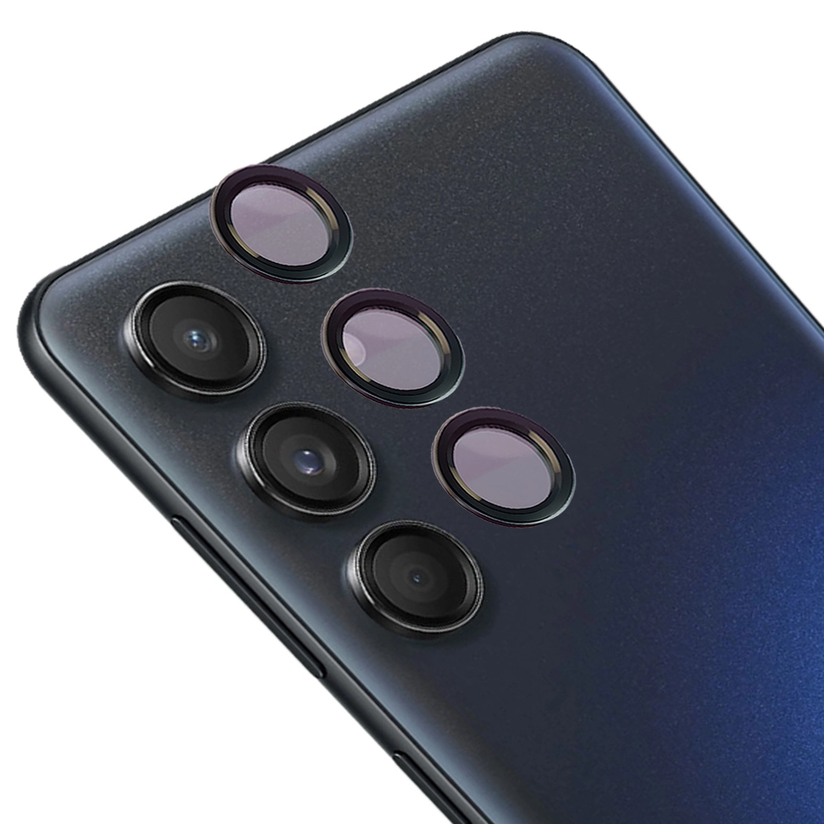 Szkło hartowane Bizon na aparat z aplikatorem Snap Lens do Galaxy M55 5G czarna ramka