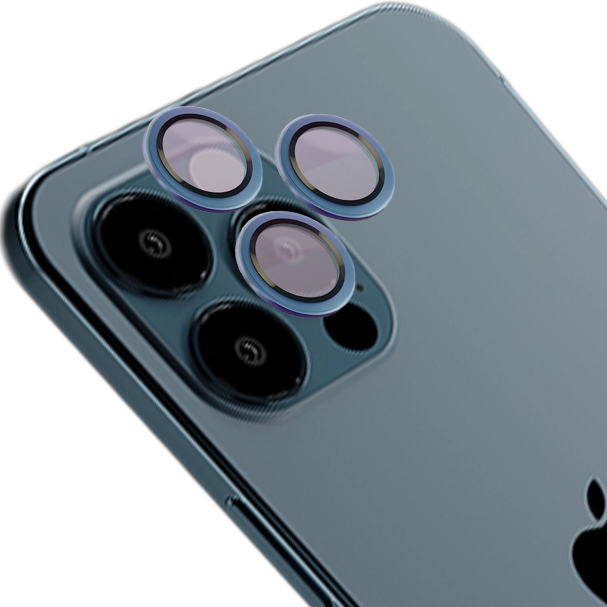 Szkło hartowane Bizon na aparat z aplikatorem Snap Lens do iPhone 12 Pro Max morska ramka