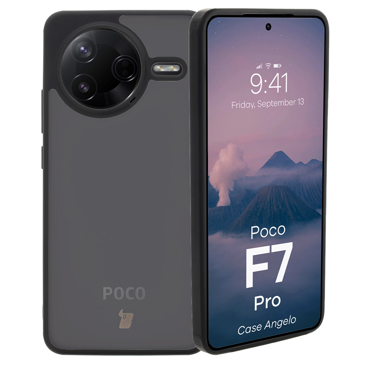Etui Bizon Angelo do Xiaomi Poco F7 Pro przydymione z Czarną ramką