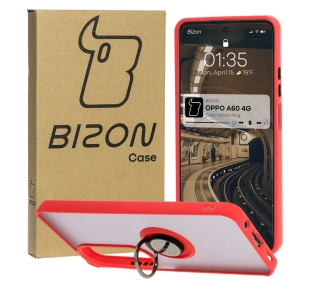 Bizon z uchwytem na palec Hybrid Ring do Oppo A60 4G przydymione z Czerwoną ramką