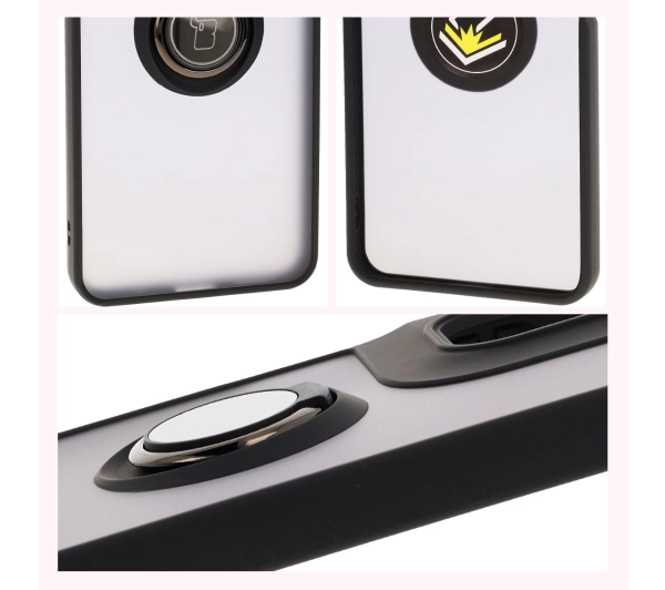 Bizon z uchwytem na palec Hybrid Ring do Motorola Moto G05/E15 przydymione z Czarną ramką