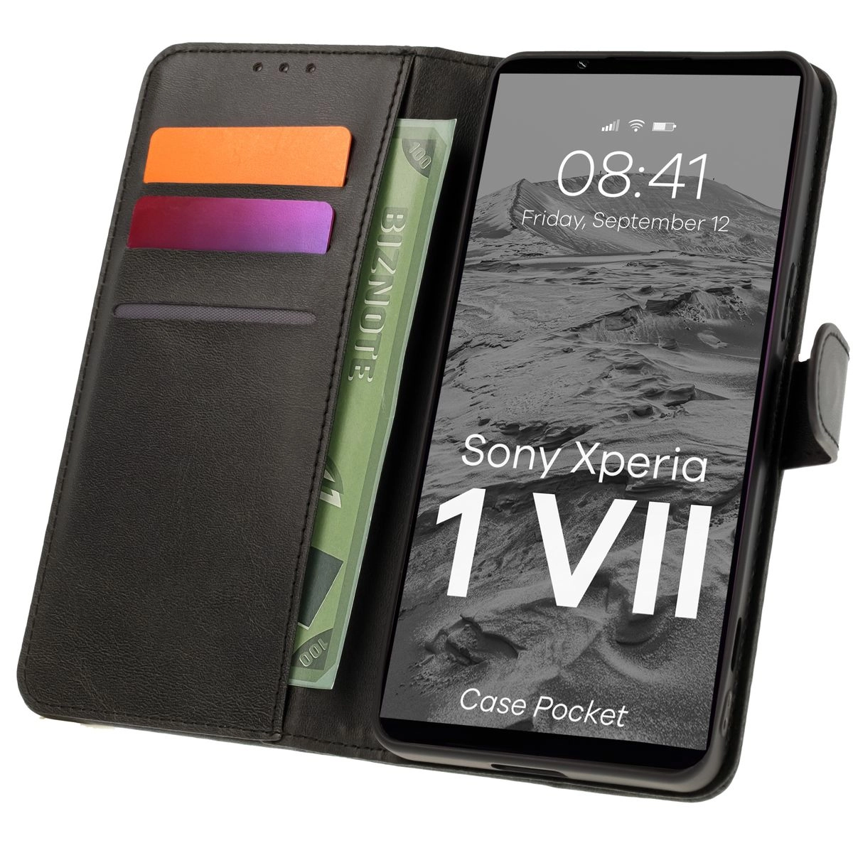 Etui Bizon z klapką Pocket do Sony Xperia 1 VII Czarny