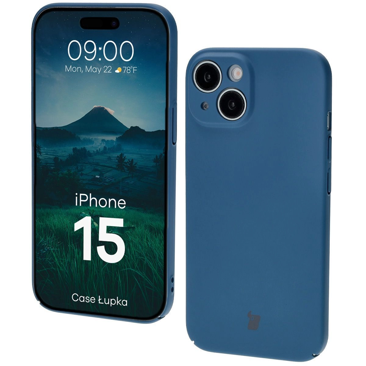 Etui Bizon Łupka do iPhone 15 Niebieski