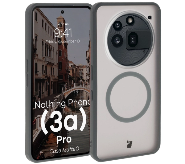 Bizon MatteO z MagSafe do Nothing Phone 3a Pro szare