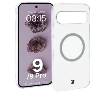 Etui Bizon CrystalO z MagSafe do Google Pixel 9/9 Pro Przezroczysty