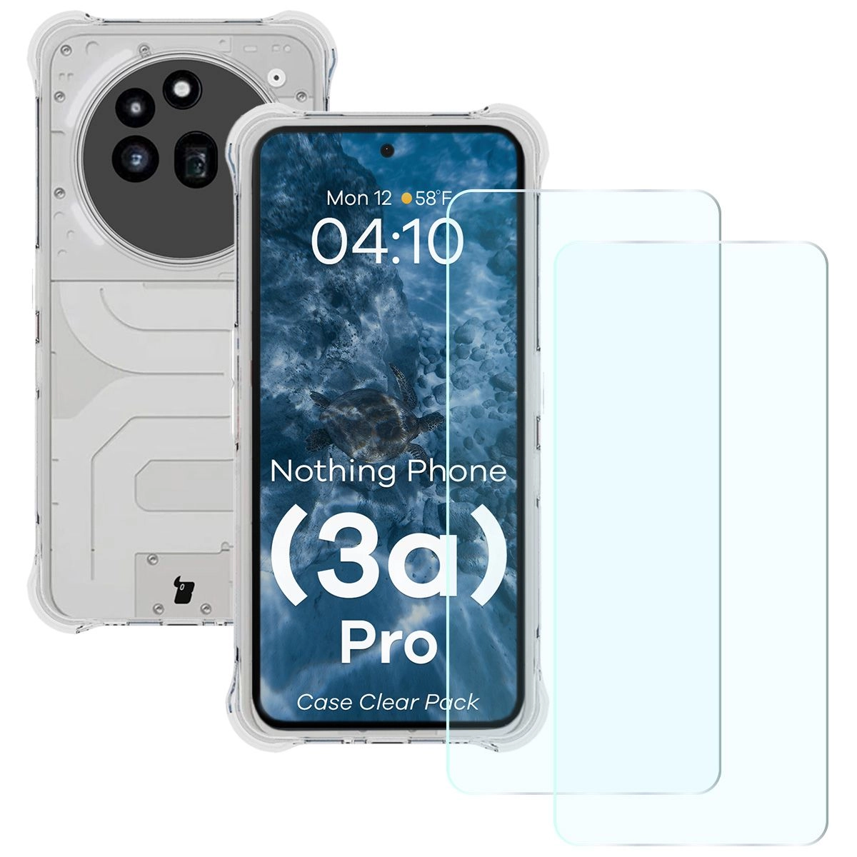 Zestaw ochronny Bizon elastyczne etui Salpa + 2x szkło hartowane Clear Pack do Nothing Phone 3a Pro