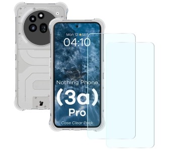 Zestaw ochronny Bizon elastyczne etui Salpa + 2x szkło hartowane Clear Pack do Nothing Phone 3a Pro
